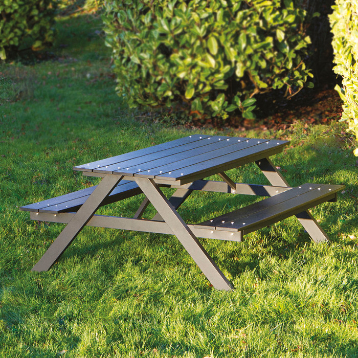 Bord-/bänkset Junior A-modell Svart 116 x 109 cm Hortus